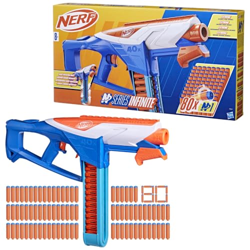 Nerf N Series Infinite Blaster und 80 präzise N1 Darts, Spannschlitten und abnehmbares Gurtmagazin, Blaster für Fortgeschrittene, für Jungen und Mädchen Nerf N Series Infinite Blaster und 80 präzise N1 Darts, Spannschlitten und abnehmbares Gurtmagazin, Blaster für Fortgeschrittene, für Jungen und Mädchen von NERF