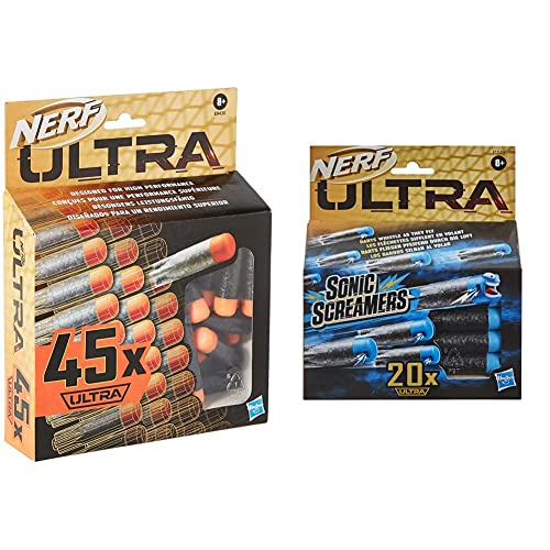 Nerf Ultra 45-Dart Nachfüllpack – der ultimative Nerf Dart Spaß – Nur mit Nerf Ultra Blastern kompatibel & Ultra Sonic Screamers 20er Dart Nachfüllpack, die Darts fliegen pfeifend durch die Luft von NERF