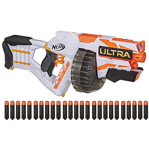 Nerf Ultra One Motorized Blaster in recycelbarer Verpackung – Weiterentwickeltes Design, Trommelmagazin mit hoher Kapazität, 25 Nerf Ultra Darts von NERF
