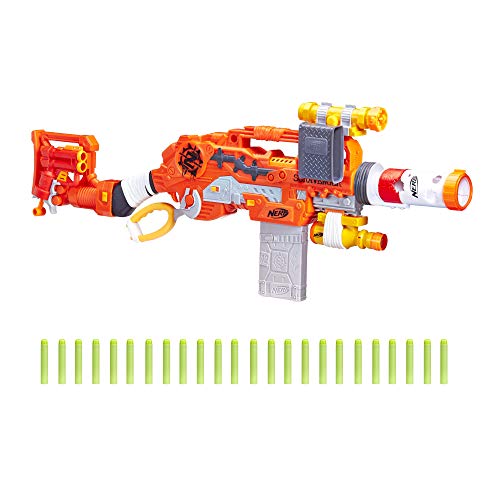 Scravenger Nerf Zombie Strike Toy Blaster with Two 12-Dart Clips, 26 Darts, Light, Barrel Extension, X 40Mm, Stock, 2-Dart Blaster - For Kids, Teens, Adults von NERF