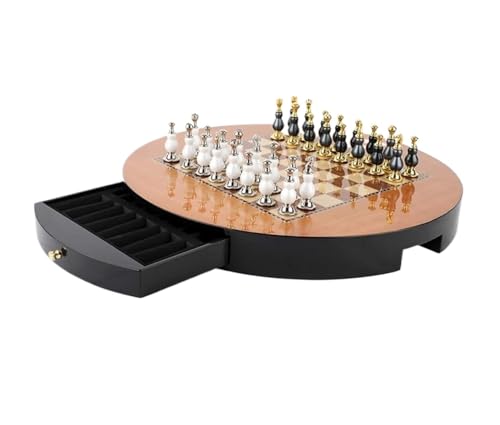 Traditionelle Spiele Schach Halbhandgemachtes Schach Aus Holz, High-End-Schachspiel, Dekoriertes Tischschach (Form Rund) von NESPIQ
