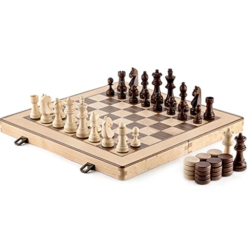 Traditionelle Spiele Schach Hölzerne Schach- und Checkers Set 2 in 1 Reisen tragbare Faltbrettspiele mit gefilztem Spiel-Board-Interieur for die Lagerung, extra 24 Holz Checkers Stücke Traditionelle Spiele Schach Hölzerne Schach- und Checkers Set 2 in 1 Reisen tragbare Faltbrettspiele mit gefilztem Spiel-Board-Interieur for die Lagerung, extra 24 Holz Checkers Stücke von NESPIQ