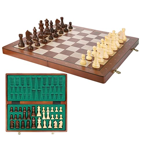Traditionelle Spiele Schach Magnetischer hölzerner Schach-Set, handgemachtes tragbares faltendes Schachbrett-Spiel-Set mit Schachfiguren Lager-Slots, Anfänger-Schach-Set for alle Altersgruppen. von NESPIQ