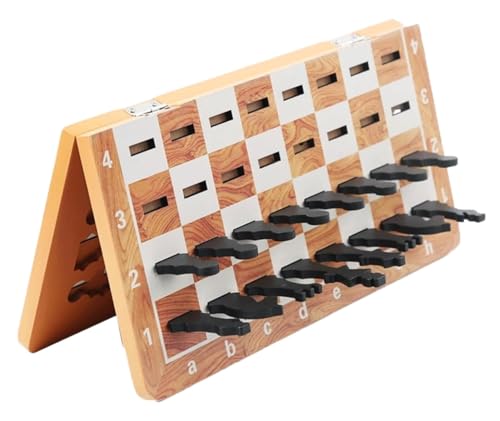 Traditionelle Spiele Schach Schachbrett Mit Rillendesign Und Hölzernen Schachfiguren, Tragbares, Faltbares Reiseschachspiel Mit Aufbewahrungsschlitz Traditionelle Spiele Schach Schachbrett Mit Rillendesign Und Hölzernen Schachfiguren, Tragbares, Faltbares Reiseschachspiel Mit Aufbewahrungsschlitz von NESPIQ