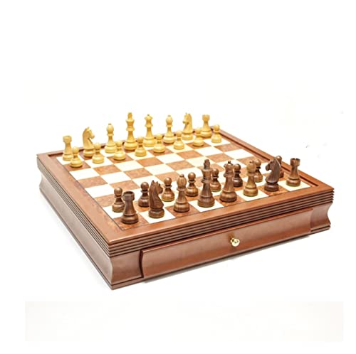 Traditionelle Spiele Schach Schachspiel 17,7''x17,7'', The King Height 3,7inch,Holzschachfigur Mit Schublade 16 Slot Traditionelle Spiele Schach Schachspiel 17,7''x17,7'', The King Height 3,7inch,Holzschachfigur Mit Schublade 16 Slot von NESPIQ
