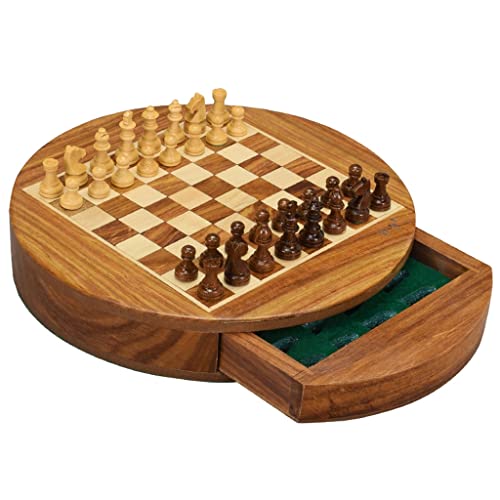 Traditionelle Spiele Schach Scheiben-Magnetschach-Set, Holzschach for Kinder und Erwachsene, Lagerung for Stück, Handwerksreiseschach-Set, Präfekten Wahl for Geburtstag(18.5cm/7.2inch) von NESPIQ