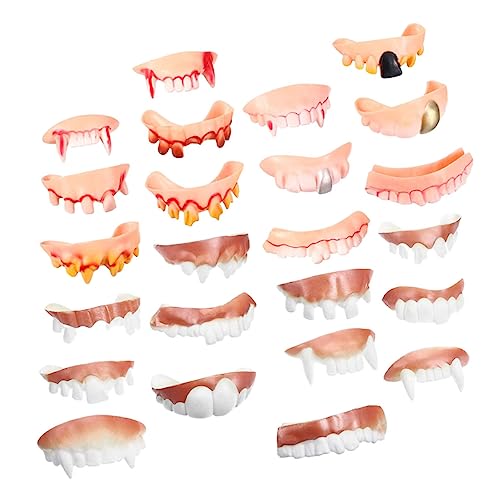 NESTINGHO 24 Stück Halloween Zahnersatz Lustige Zähne Für Erwachsene Hässliche Zähne Cosplay Zahnersatz Requisiten Künstliche Zähne Kostümzähne Halloween Kostüm Zahnersatz von NESTINGHO