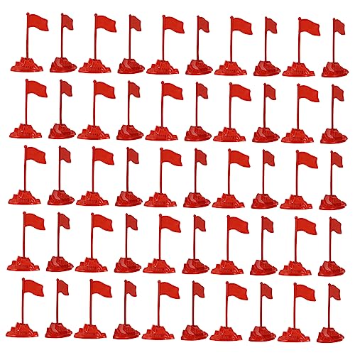 NESTINGHO 50 Sätze Sandtisch Rote Fahne Desktop-Spielzeug Spielzeugmodell Mit Roter Flagge Spielzeug Rote Flagge Rennflaggen Rote Stockfahnen Tischdekoration Plastik Anzeige Sandkasten von NESTINGHO