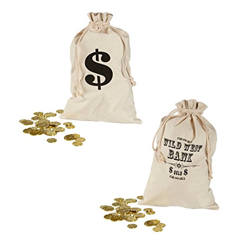 NET TOYS Bankräuber Geldsack Dieb Geld Sack 30 x 48 cm Dollarzeichen Stoffsack Räuber Geldbeutel Wild West Bank Beutel Cowboy Kostüm Zubehör von NET TOYS