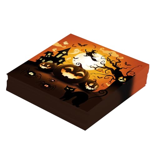 NET TOYS Halloween Servietten mit Kürbis - Orange-Schwarz 33x33cm - Schöne Party-Dekoration Tischservietten mit Hexen-Motiv - Spooky Papier-Servietten für Gruselparty & Mottoparty NET TOYS Halloween Servietten mit Kürbis - Orange-Schwarz 33x33cm - Schöne Party-Dekoration Tischservietten mit Hexen-Motiv - Spooky Papier-Servietten für Gruselparty & Mottoparty von NET TOYS