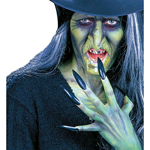 NET TOYS Lange Hexen Fingernägel Schwarze Kunstnägel 10er Set Maxi Hexennägel Riesen Vampir Nägel Gothic Finger Halloween Kostüm Zubehör Schmuck Zombie von NET TOYS