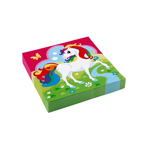 NET TOYS 20 Einhorn Servietten 33 x 33 cm Unicorn Party Deko Geburtstag Mädchen Geburtstagsparty Partyservietten Deko Kindergeburtstag Einwegservietten von NET TOYS