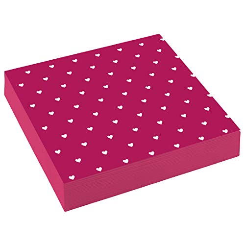 NET TOYS 20 Romantische Servietten mit Herz-Motiv - Pink 33x33cm - Außergewöhnliche Party-Deko Papierservietten Liebe - EIN Highlight für Hochzeit & Valentinstag von NET TOYS