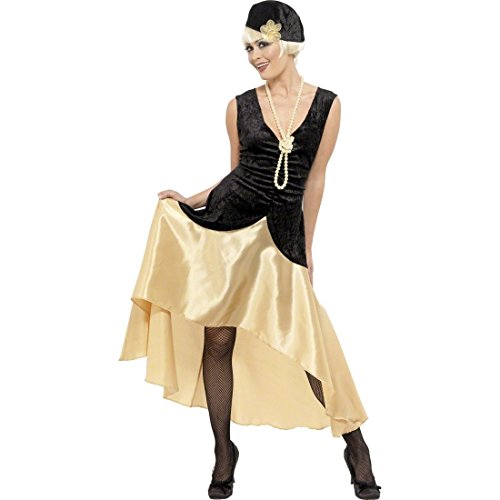 NET TOYS 20er Jahre Gatsby Kostüm Charlestonkostüm Gold schwarz M 40/42 Damenkostüm Charleston Kostüm Can Can Kleid von NET TOYS