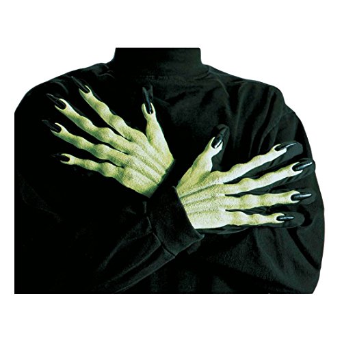 NET TOYS 3D Hexen Handschuhe Hexenhandschuhe Grüne Hände mit Langen Nägeln Faschingshandschuhe Zombie Vampir Hände Halloween Kostüm Zubehör von NET TOYS
