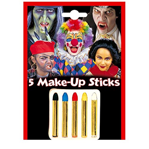 NET TOYS 5 Make Up Sticks Schminke Karneval Fasching Faschingsschminke Karnevalsschminke Schminkstifte Schminkset von NET TOYS