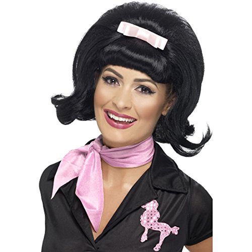 NET TOYS 50er Jahre Rockabilly Perücke Bob schwarz Damenperücke Grease Faschingsperücke Pink Lady Kostüm Zubehör NET TOYS 50er Jahre Rockabilly Perücke Bob schwarz Damenperücke Grease Faschingsperücke Pink Lady Kostüm Zubehör von NET TOYS