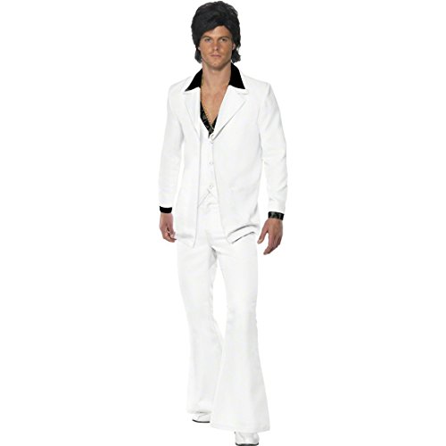 NET TOYS 70er 80er Jahre Outfit Saturday Night Fever Kostüm Weiß M 48/50 Star Kostüm John Travolta Kostüm Disco Anzug von NET TOYS