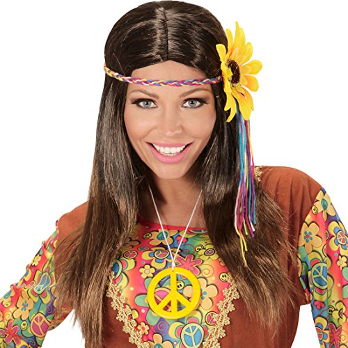NET TOYS 70er Jahre Hippie Perücke Damenperücke mit Blumen-Stirnband Flower Power Langhaarperücke Hippieperücke mit Kopfschmuck NET TOYS 70er Jahre Hippie Perücke Damenperücke mit Blumen-Stirnband Flower Power Langhaarperücke Hippieperücke mit Kopfschmuck von NET TOYS
