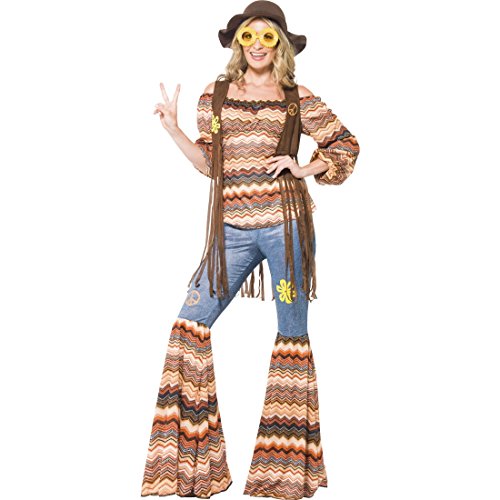 NET TOYS 70er Jahre Outfit Hippie Kostüm L 44/46 60er Jahre Vintage Hippiekostüm Flower Power Damenkostüm Blumenkind Mottoparty Verkleidung Retro Party Faschingskostüm Karneval Kostüme Damen von NET TOYS