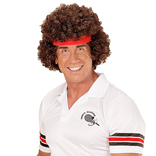 NET TOYS 80er Jahre Locken Perücke mit Stirnband Minipli Herrenperücke Tennisspieler Faschingsperücke Kickermatte Karnevalsperücke von NET TOYS