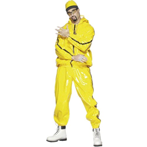 NET TOYS 80er Jahre Rapper Kostüm Gangster Outfit Gelb L 50/52 Ali G Rapperkostüm Pimp Karnevalskostüme Männer Herren von NET TOYS