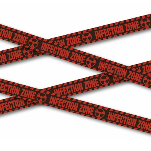 NET TOYS Absperrband Infection Zone - Rot-Schwarz 600cm - Außergewöhnliche Party-Deko Flatterband Zombie-Gebiet - Dekoband Quarantäne für Halloween & Gruselparty von NET TOYS