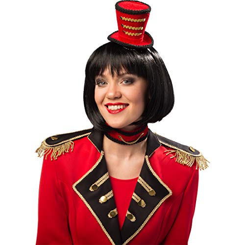 NET TOYS Accessoire-Set Dompteuse mit Mini-Hut & Halsband | Rot-Schwarz | Wertiges Damen-Kostüm-Zubehör Zirkus-Direktorin | Ideal für Fasnet & Karneval von NET TOYS