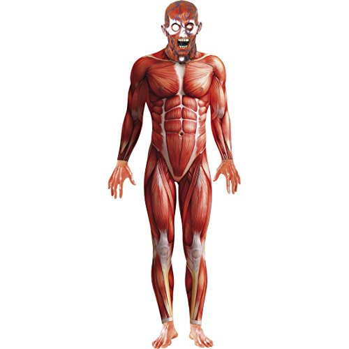 NET TOYS Anatomie Kostüm Ganzkörperanzug rot L 52/54 Second Skin Zweite Haut Stretchanzug Faschingskostüme Karnevalskostüme Männer Herren von NET TOYS