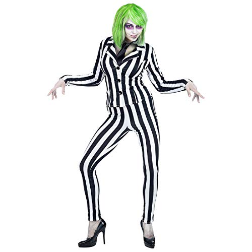 NET TOYS Attraktives Joker Kostüm für Damen | Schwarz-Weiß in Größe L (42/44) | Extravaganter Frauen-Anzug Bösewicht | Perfekt angezogen für Halloween & Mottoparty von NET TOYS