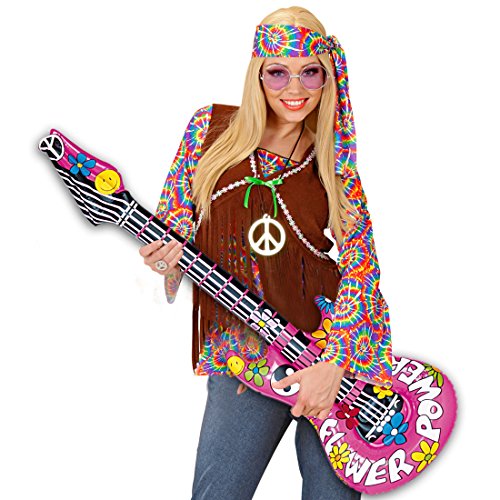 NET TOYS Aufblasbare Gitarre Deko Luftgitarre Hippie Rocker Inflatable Guitar Rockstar Gummigitarre Party Gitarren Instrument Mottoparty Musikinstrument Accessoire Partydeko aufblasbar von NET TOYS