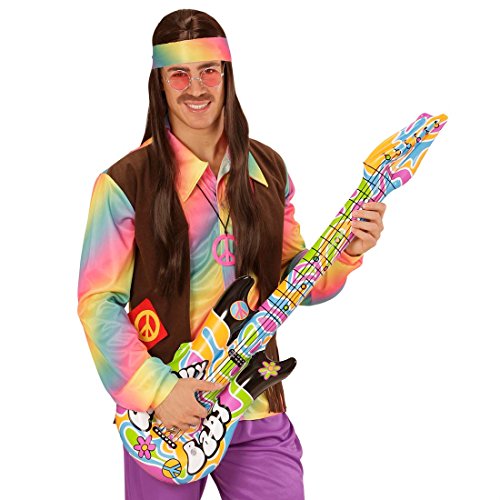 NET TOYS Aufblasbare Hippie Gitarre Groovy Luftgitarre 105 cm Rockgitarre aufblasbar Rockstar Gummigitarre Luft Musikinstrument 60er Jahre Kostüm Zubehör von NET TOYS