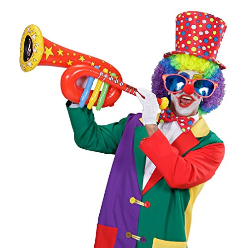 NET TOYS Aufblasbare Tuba Trompete Clown rot Zirkus Posaune Musik Instrument aufblasbar Aufblasbares Blasinstrument Kostüm Accessoire von NET TOYS