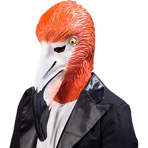 NET TOYS Auffällige Latexmaske für Erwachsene Flamingo | Einheitsgröße | Originelle Unisex-Maske komischer Vogel | Wie geschaffen für Junggesellenabschied & Fasching von NET TOYS