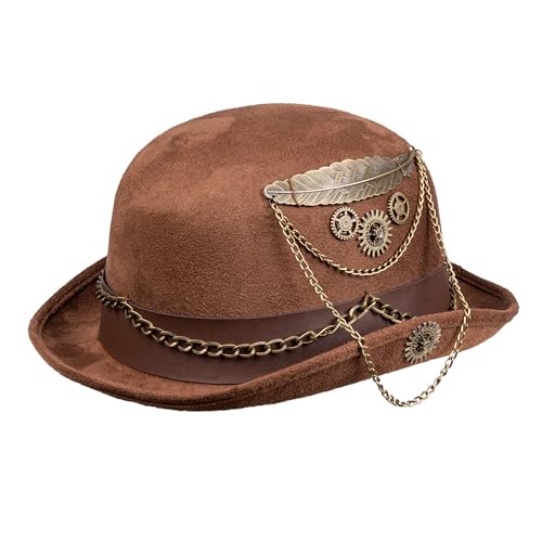 NET TOYS Authentische Steampunk Melone - Braun - Elegantes Herren-Kostüm-Zubehör Zylinder mit Zahnrädern Vintage NET TOYS Authentische Steampunk Melone - Braun - Elegantes Herren-Kostüm-Zubehör Zylinder mit Zahnrädern Vintage von NET TOYS