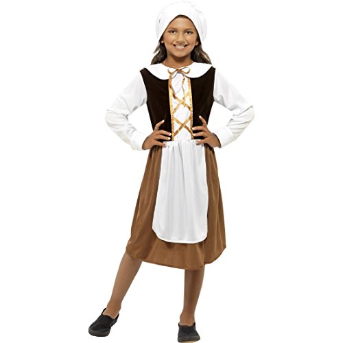 NET TOYS Bäuerin Kostüm Kinder Mittelalterkostüm L - 145-158 cm 10-12 Jahre Historische Verkleidung Tudor Mädchen Faschingskostüm Magd Mittelalter Maid Karnevalskostüm von NET TOYS