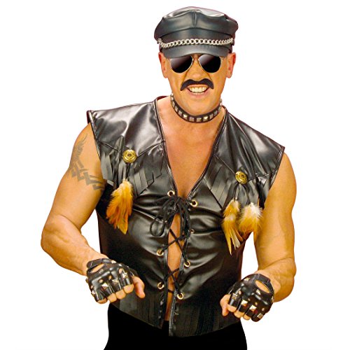 NET TOYS Biker Rocker Weste Kostüm Rockerweste Bikerkostüm Rockerkostüm Village People Raudi Bikerweste Fasching L 50/52 von NET TOYS