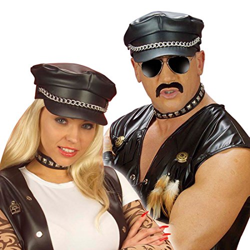 NET TOYS Biker Stachel Halsband Rocker Punker Stachelhalsband Nieten Nietenhalsband Kunstleder Kostüm Zubehör Fasnacht Fasching von NET TOYS