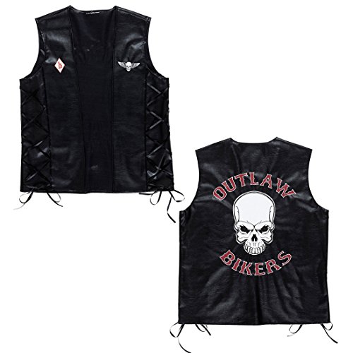 NET TOYS Biker Weste Rocker Lederweste M/L 50/52 Totenkopf Bikerweste Motorrad Rockerweste Gothic Skull Motorradweste Hardrock Kunstlederweste Karneval Kostüm Zubehör NET TOYS Biker Weste Rocker Lederweste M/L 50/52 Totenkopf Bikerweste Motorrad Rockerweste Gothic Skull Motorradweste Hardrock Kunstlederweste Karneval Kostüm Zubehör von NET TOYS