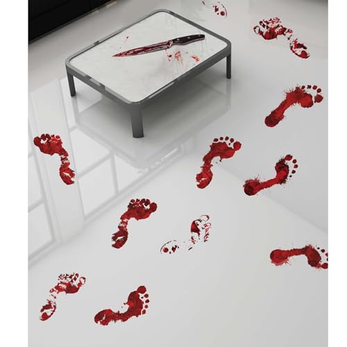NET TOYS Blutige Fussabdrücke - Rot 2X 25x70cm - Schaurige Party-Dekoration Fußspuren mit Blutspritzern - Tatort Abdrücke als Halloween-Deko für Horror-Party & Halloween NET TOYS Blutige Fussabdrücke - Rot 2X 25x70cm - Schaurige Party-Dekoration Fußspuren mit Blutspritzern - Tatort Abdrücke als Halloween-Deko für Horror-Party & Halloween von NET TOYS