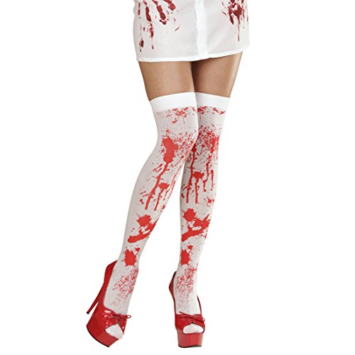 NET TOYS Blutige Overknees Halloween Damen Strümpfe Zombie Überkniestrümpfe Damenstrümpfe Überknie Halterlose Nylonstrümpfe Horror Kostüm Accessoire von NET TOYS