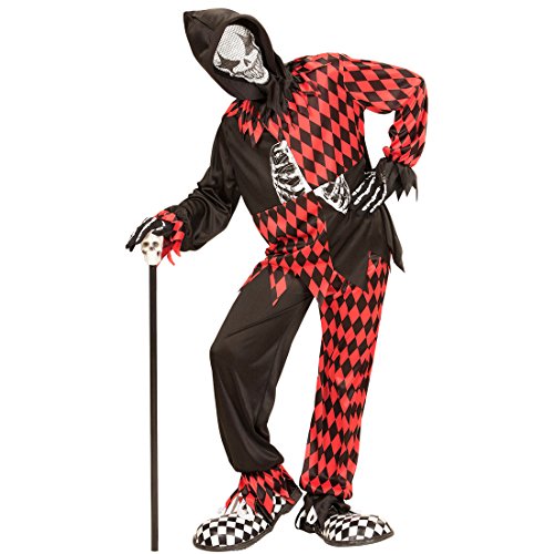 NET TOYS Böser Clown Kinderkostüm Harlekin Kostüm Halloween 128, 5 - 7 Jahre Horrorclown Halloweenkostüm Junge Gruselclown Verkleidung von NET TOYS