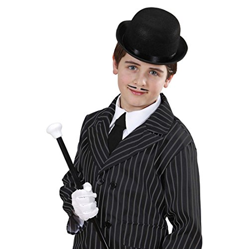 NET TOYS Bowler schwarz Melone Hut Kinder Chaplin Filzhut Gangster Kinderhut Mafia Kopfbedeckung 20er Jahre Accessoire Karneval Kostüm Zubehör von NET TOYS