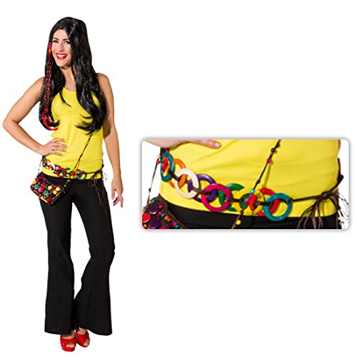 NET TOYS Bunter Hippie Gürtel Woodstock Damengürtel Flower Power Bauchgürtel 60er 70er Jahre Hüftgürtel von NET TOYS