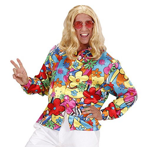 NET TOYS Buntes Hippiehemd Blumenhemd Herren XL 54 Flower Power Hemd Hippie Kostüm Männer Schlagermove Outfit 60er 70er Jahre Kleidung von NET TOYS