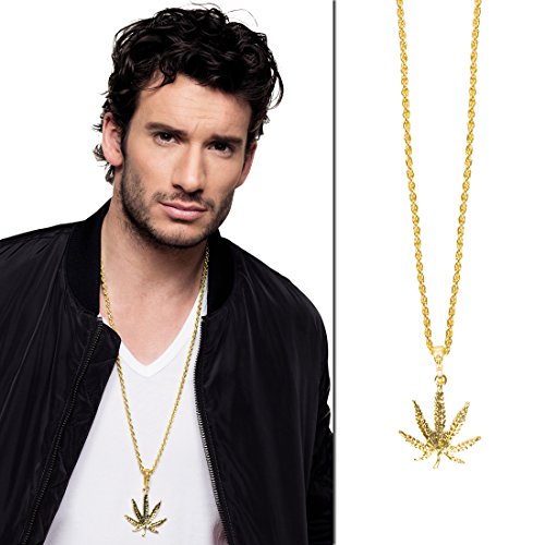 NET TOYS Cannabis Kette Halskette Hanfblatt Gold Goldkettchen mit Hanf Anhänger Rapper Schmuckkette Gangster NET TOYS Cannabis Kette Halskette Hanfblatt Gold Goldkettchen mit Hanf Anhänger Rapper Schmuckkette Gangster von NET TOYS