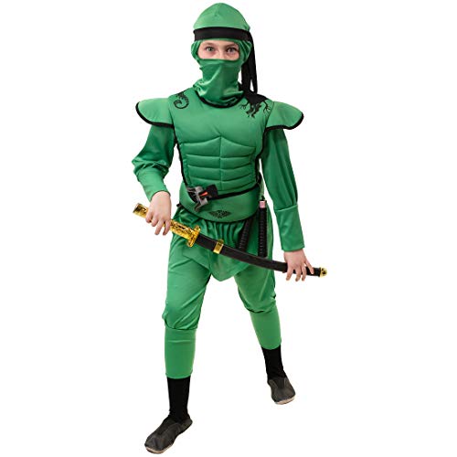 NET TOYS Coole Ninja-Verkleidung für Jungen - Grün 140cm 9-10 Jahre - Herrschaftlicher Overall Samurai-Kämpfer - Der Hit für Asia-Party & Kinder-Karneval NET TOYS Coole Ninja-Verkleidung für Jungen - Grün 140cm 9-10 Jahre - Herrschaftlicher Overall Samurai-Kämpfer - Der Hit für Asia-Party & Kinder-Karneval von NET TOYS