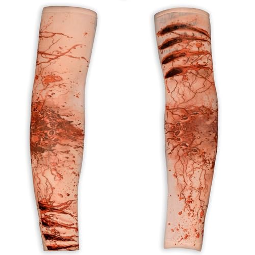 NET TOYS Coole Tattoo-Ärmel Zombie - Hautfarben-Rot - Gruseliges Unisex-Kostüm-Zubehör Untoter Arm Sleeve mit Verletzungen NET TOYS Coole Tattoo-Ärmel Zombie - Hautfarben-Rot - Gruseliges Unisex-Kostüm-Zubehör Untoter Arm Sleeve mit Verletzungen von NET TOYS