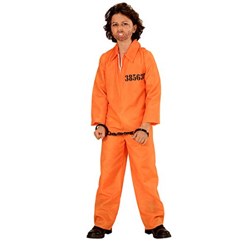 NET TOYS Cooles Sträfling-Kostüm für Jungen - Orange 128, 5-7 Jahre - Aufregende Kinder-Verkleidung Knastbruder - EIN Highlight für Kostümfest & Kinder-Karneval von NET TOYS