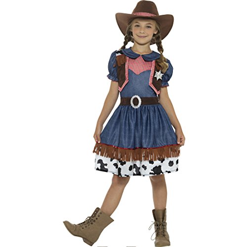 NET TOYS Cowgirl Kostüm Wilder Westen Kinderkostüm M, 7-9 Jahre, 130-143 cm Cowboy Mädchenkostüm Western Lady Verkleidung von NET TOYS